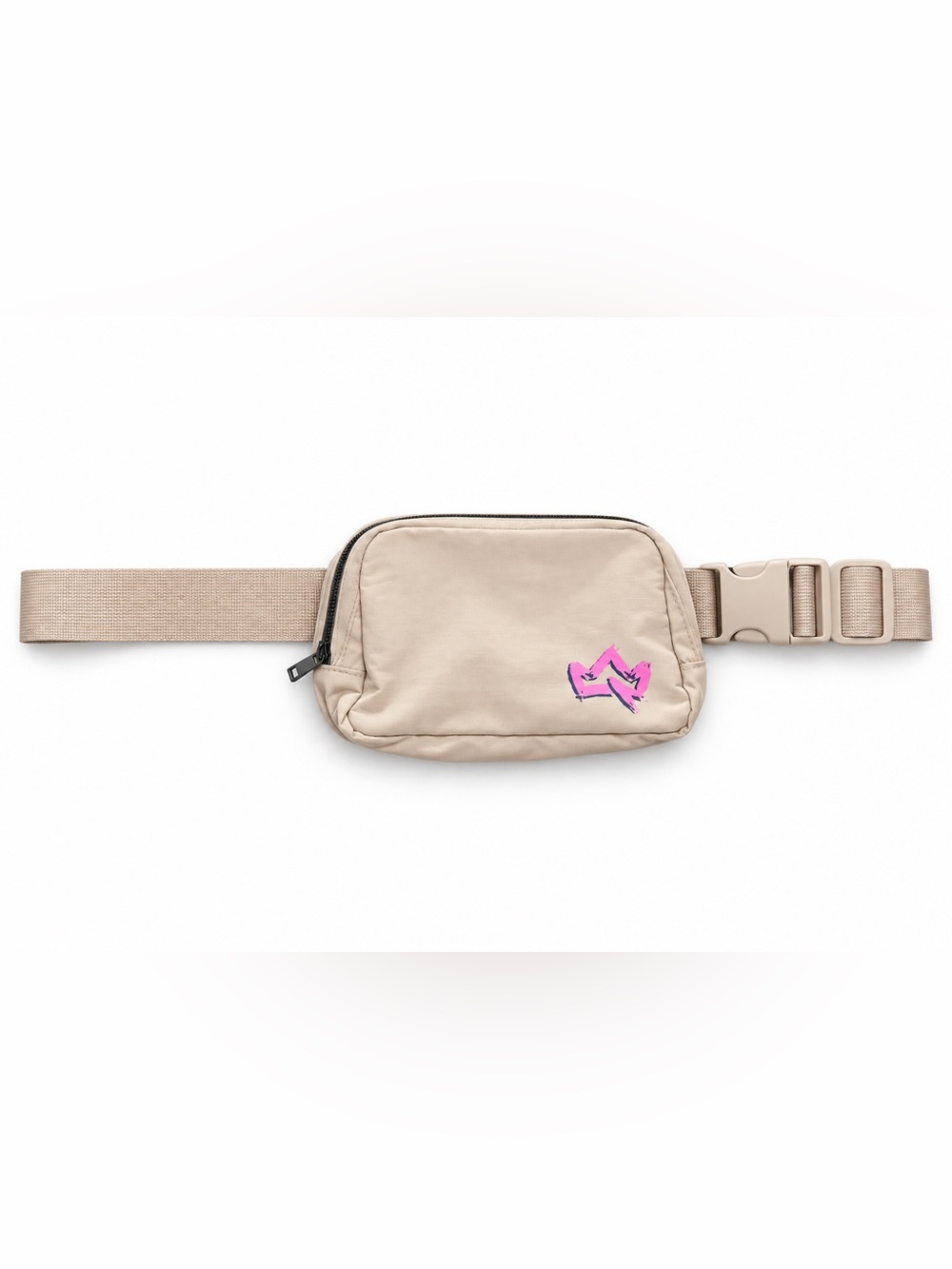Beige Waist Pack with Pink Primal Queen Logo Accent